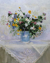 Flowers in a Blue Mug